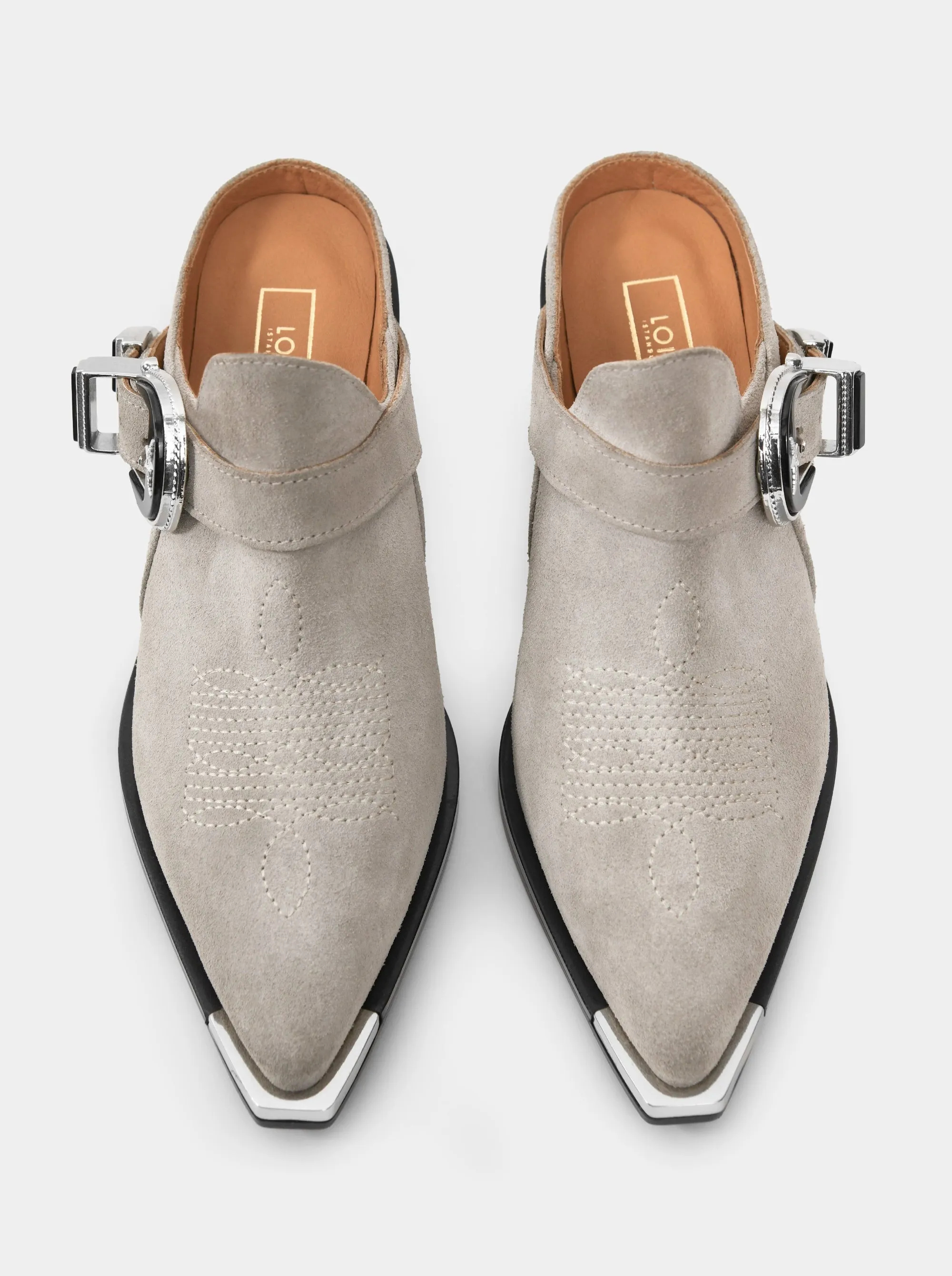 ERICA GRAY SEUDE MULES SLIPPERS