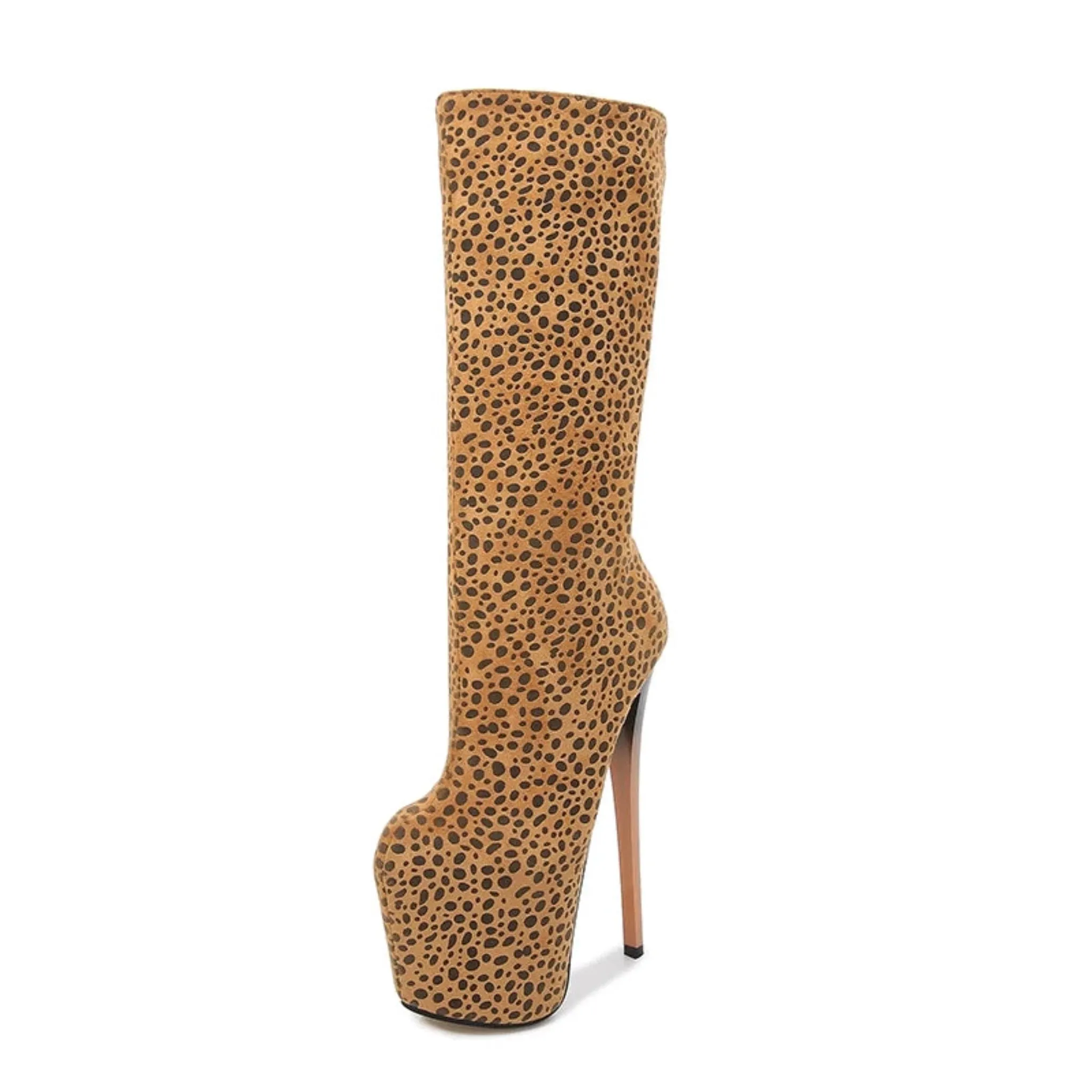 Gladiator Leopard Knee High Boots Stilettos