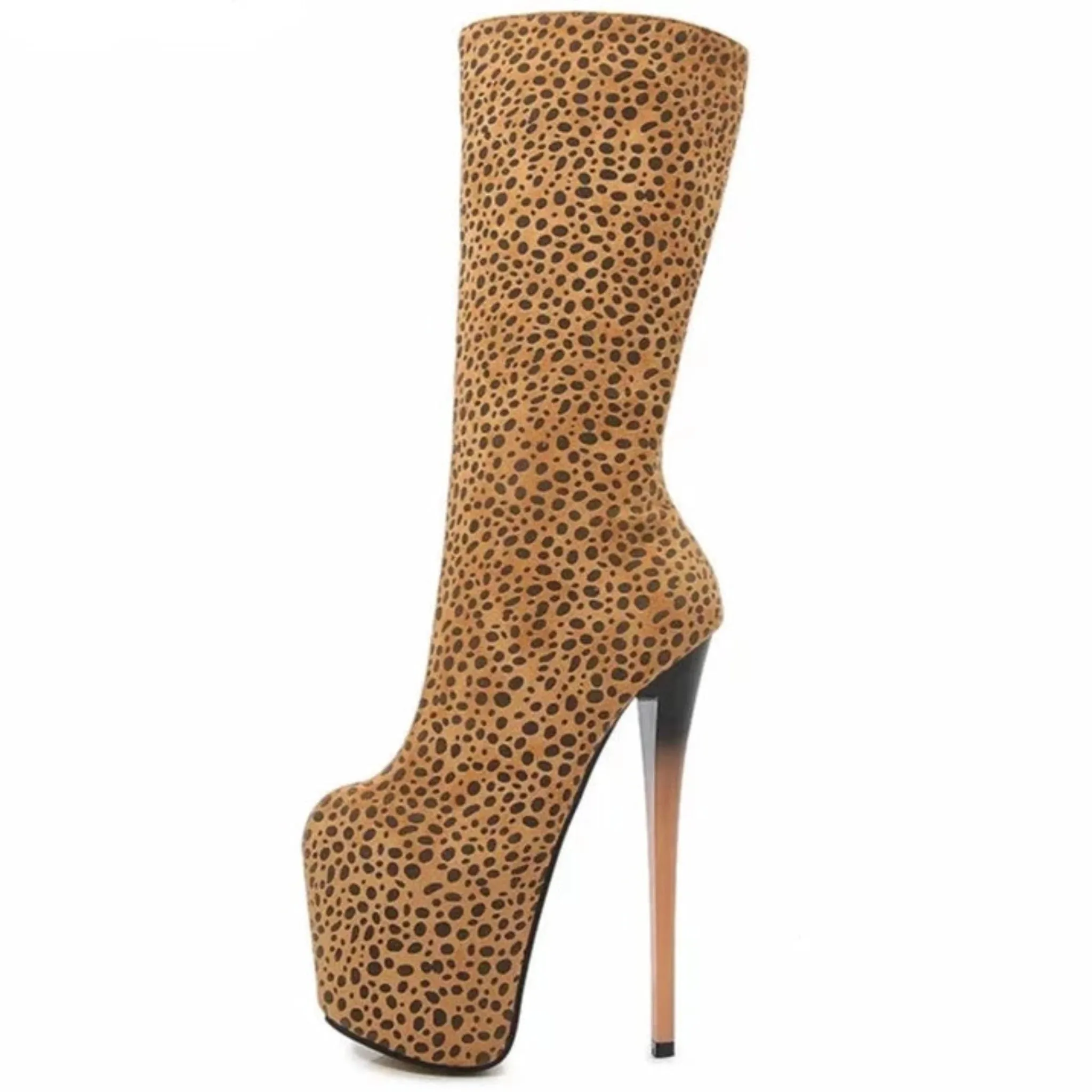 Gladiator Leopard Knee High Boots Stilettos