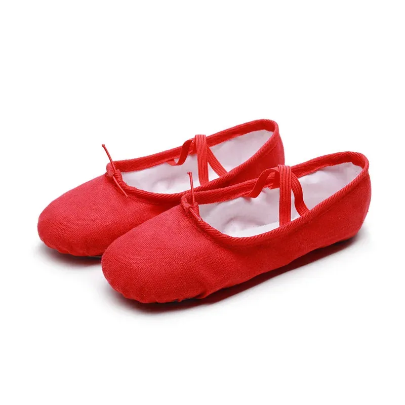Graceful Steps: Girls' Canvas Ballet Dance Slippers
