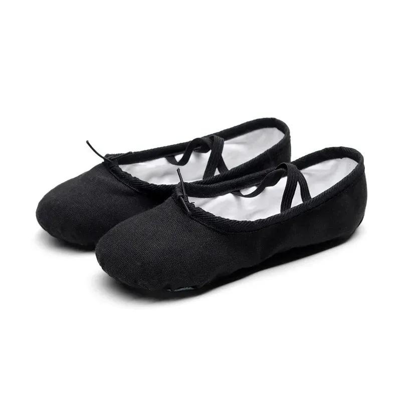 Graceful Steps: Girls' Canvas Ballet Dance Slippers