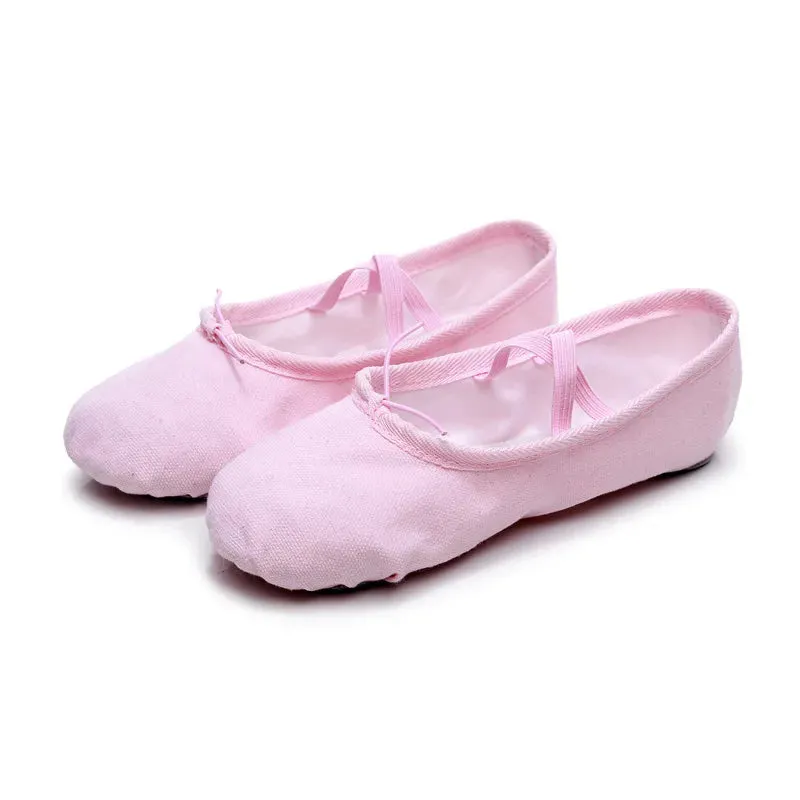 Graceful Steps: Girls' Canvas Ballet Dance Slippers