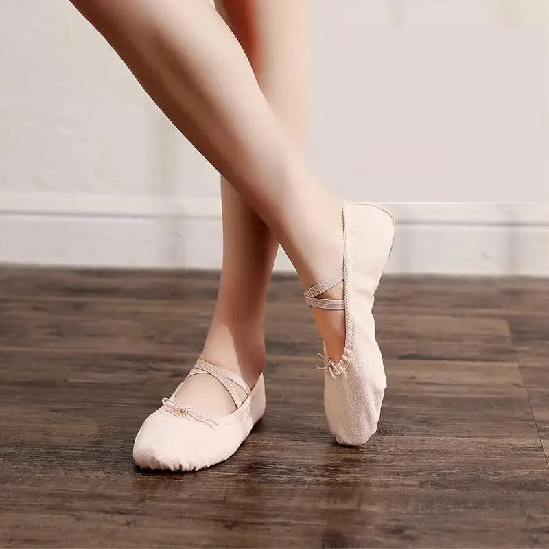 Graceful Steps: Girls' Canvas Ballet Dance Slippers