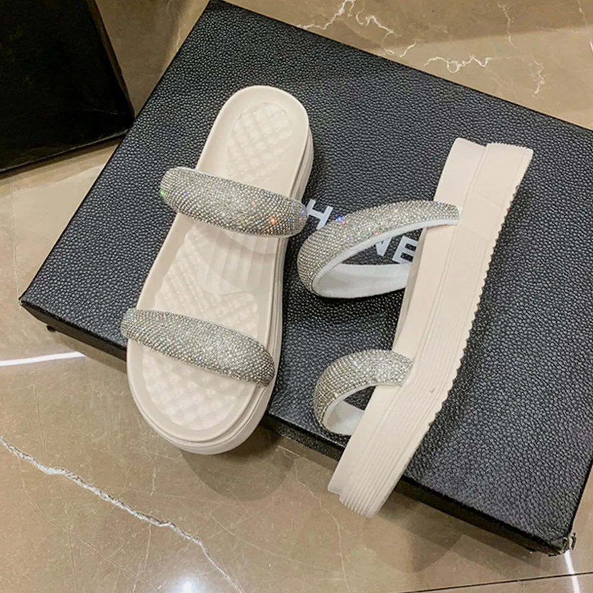 Hazel Blues® |  PU Leather Open Toe Platform Sandals