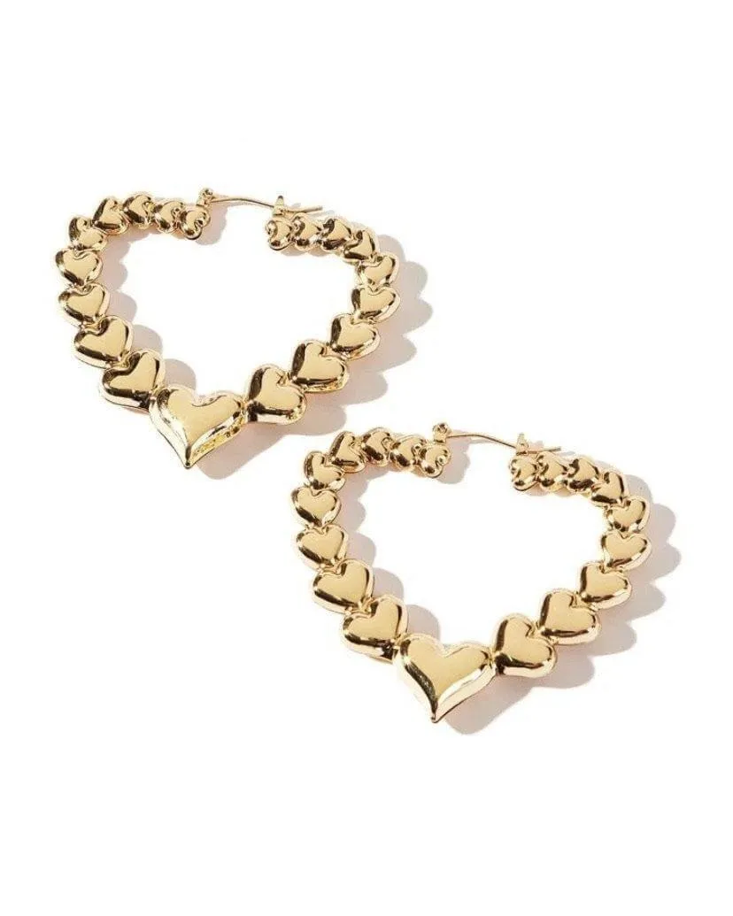 Heart Charm Hoops