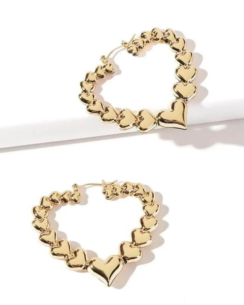 Heart Charm Hoops