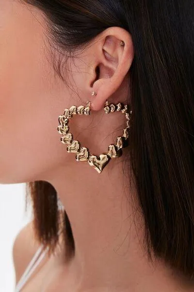 Heart Charm Hoops