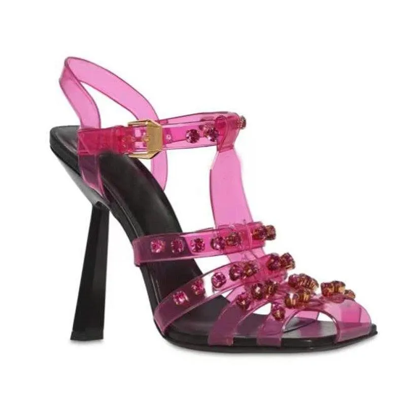 High Heel Sandal Rhinestone Transparent Crystal