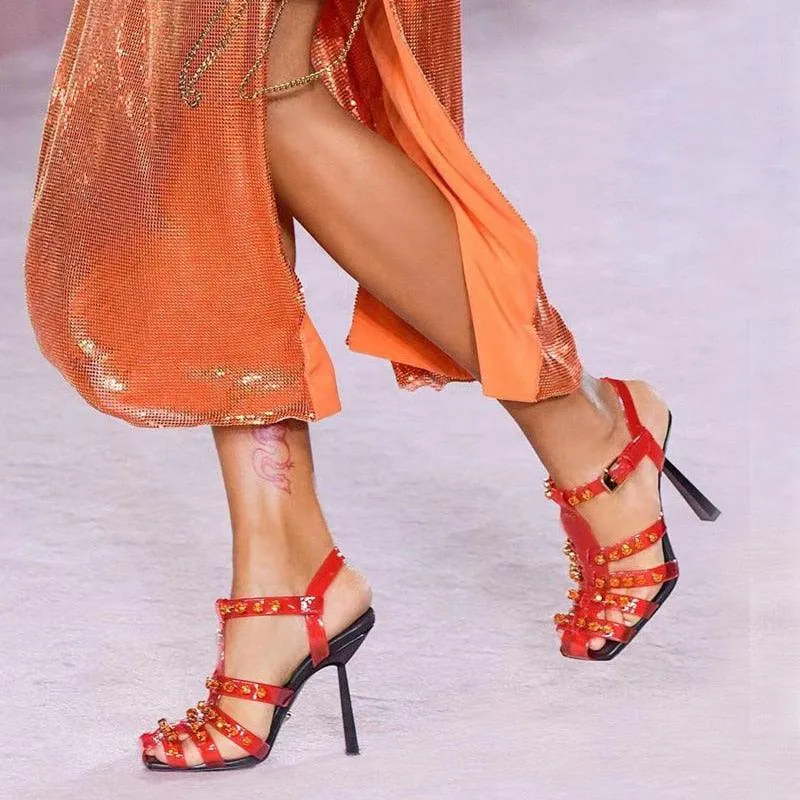 High Heel Sandal Rhinestone Transparent Crystal