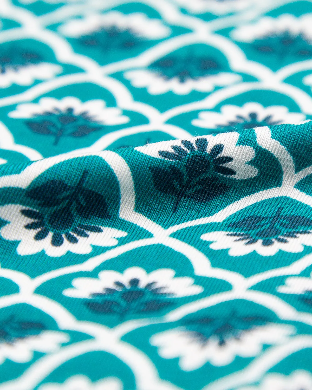 High Rise Knicker - Teal Floral Tile
