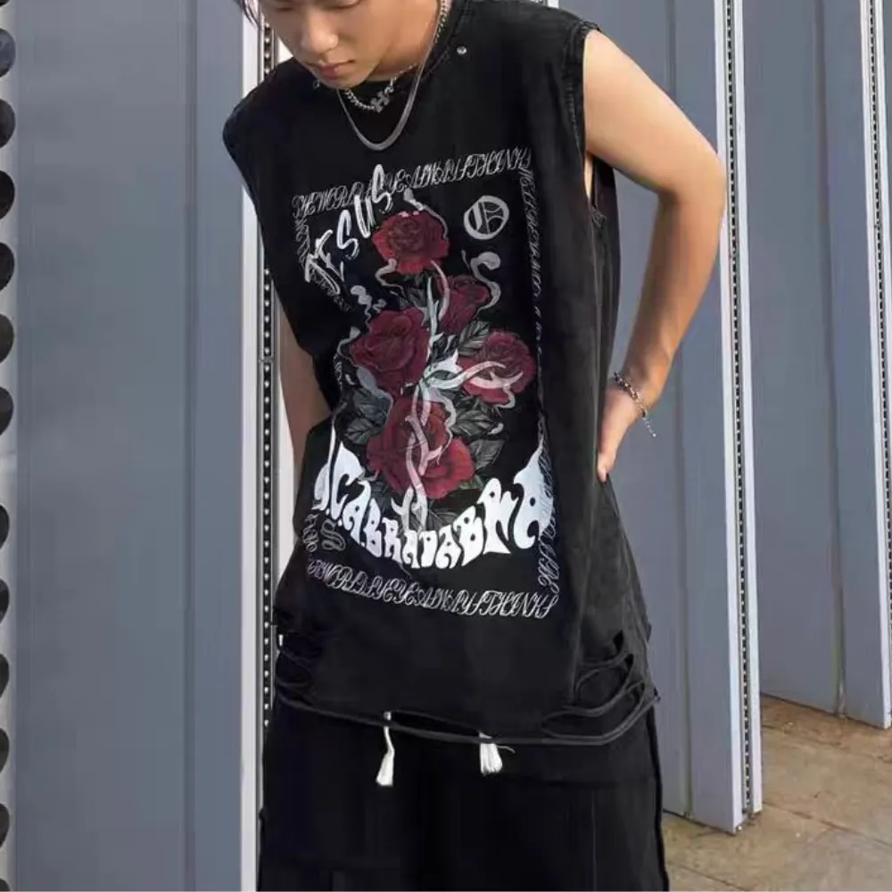 High Street Rose Ripped Washed Vest