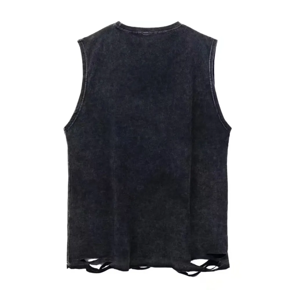 High Street Rose Ripped Washed Vest
