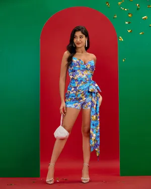 High Tide Floral Draped Playsuit