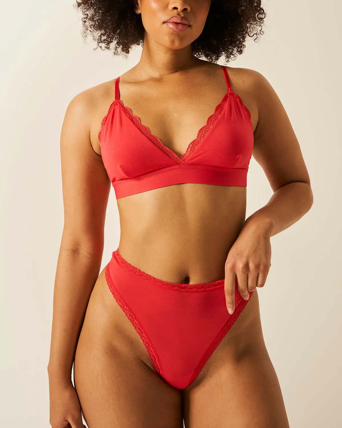High Waisted Thong - Hibiscus