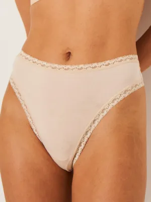 High Waisted Thong  - Sand