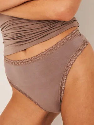 High Waisted Thong  - Taupe