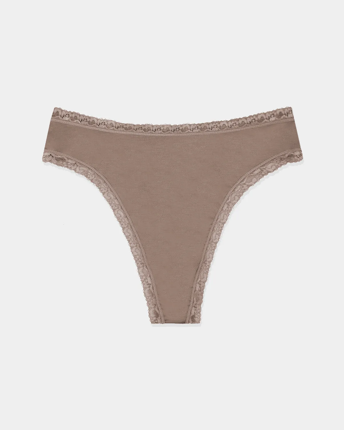 High Waisted Thong  - Taupe