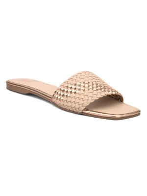 Hydes N Hues Women Gold-Toned Open Toe Flats