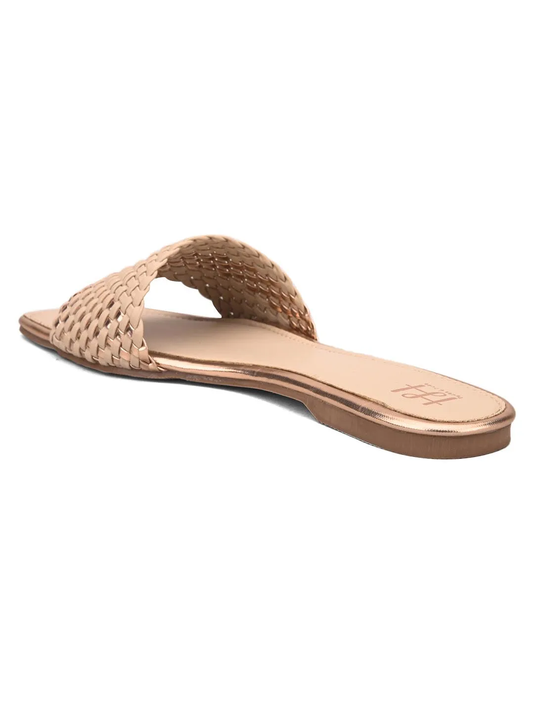 Hydes N Hues Women Gold-Toned Open Toe Flats