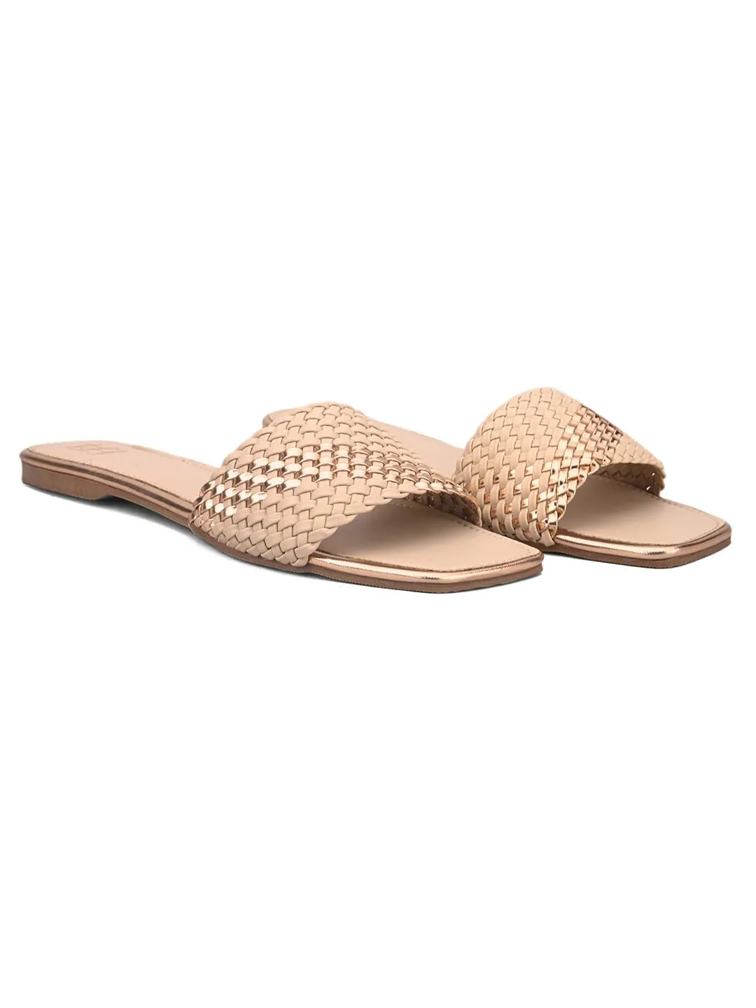 Hydes N Hues Women Gold-Toned Open Toe Flats