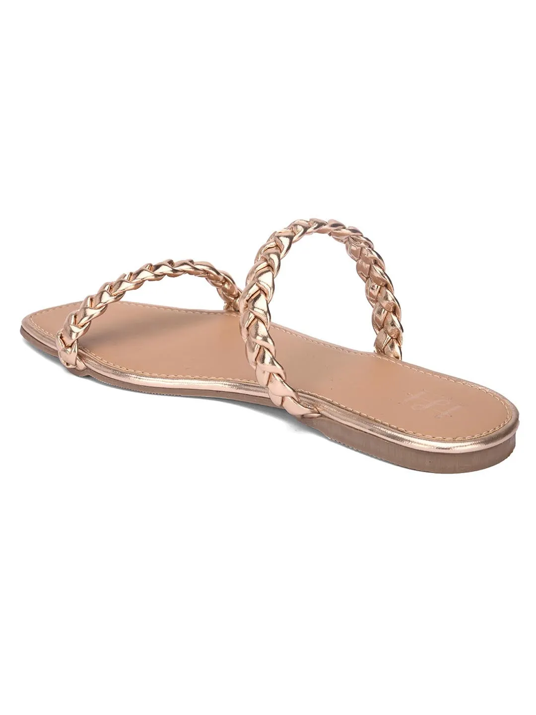 Hydes N Hues Women Rose Gold-Toned Printed One Toe Flats