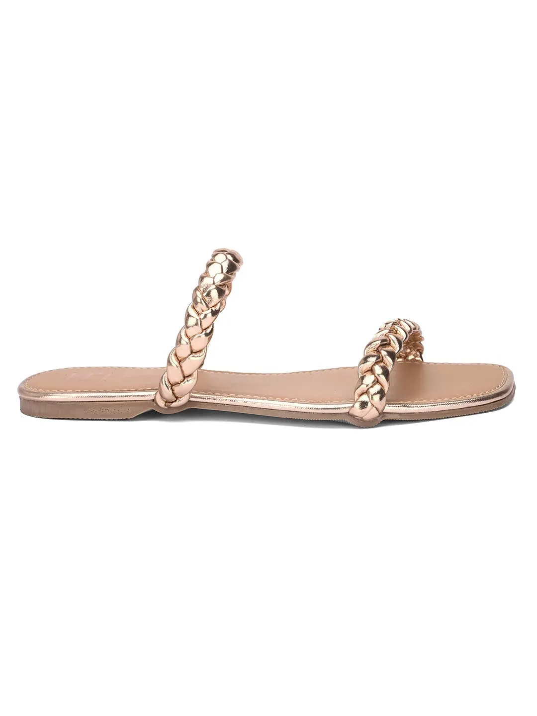 Hydes N Hues Women Rose Gold-Toned Printed One Toe Flats