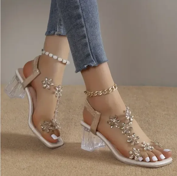 Izzy - Floral Rhinestone Stiletto