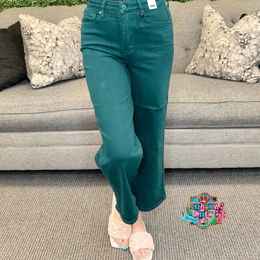 Judy Blue Tummy Control High Waist Crop Jean - Teal