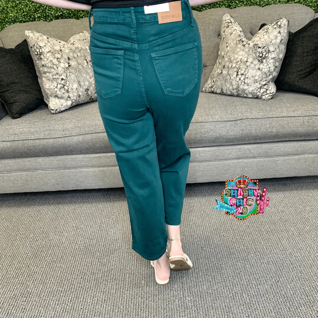 Judy Blue Tummy Control High Waist Crop Jean - Teal