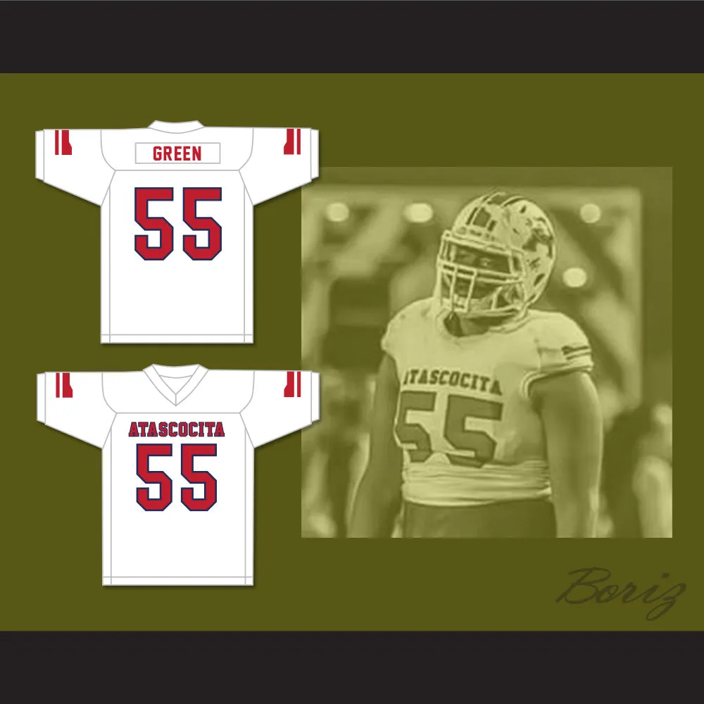 Kenyon Green 55 Atascocita High School Eagles White Football Jersey 2