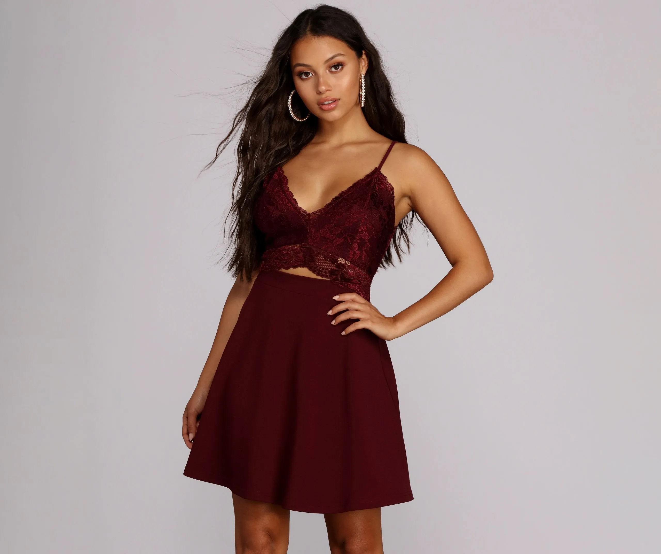 Lavish In Stylish Lace Skater Dress