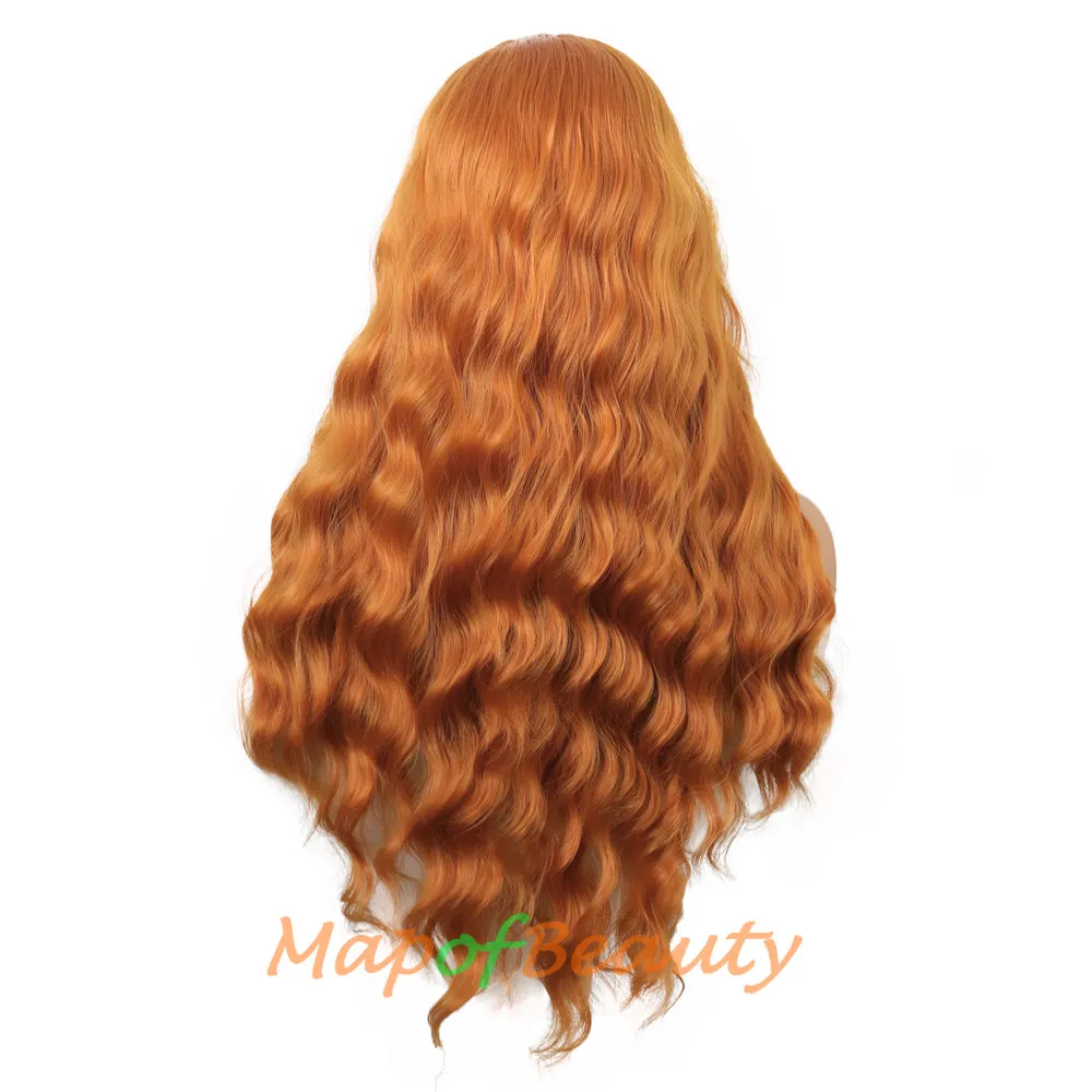 Long Wavy Wigs Middle Part Synthetic Fiber Curly Hair Replacement Wig For Party Cosplay Daily