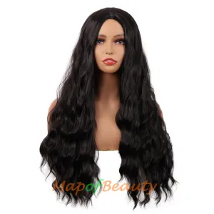 Long Wavy Wigs Middle Part Synthetic Fiber Curly Hair Replacement Wig For Party Cosplay Daily