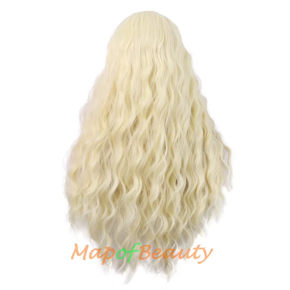 Long Wavy Wigs Middle Part Synthetic Fiber Curly Hair Replacement Wig For Party Cosplay Daily