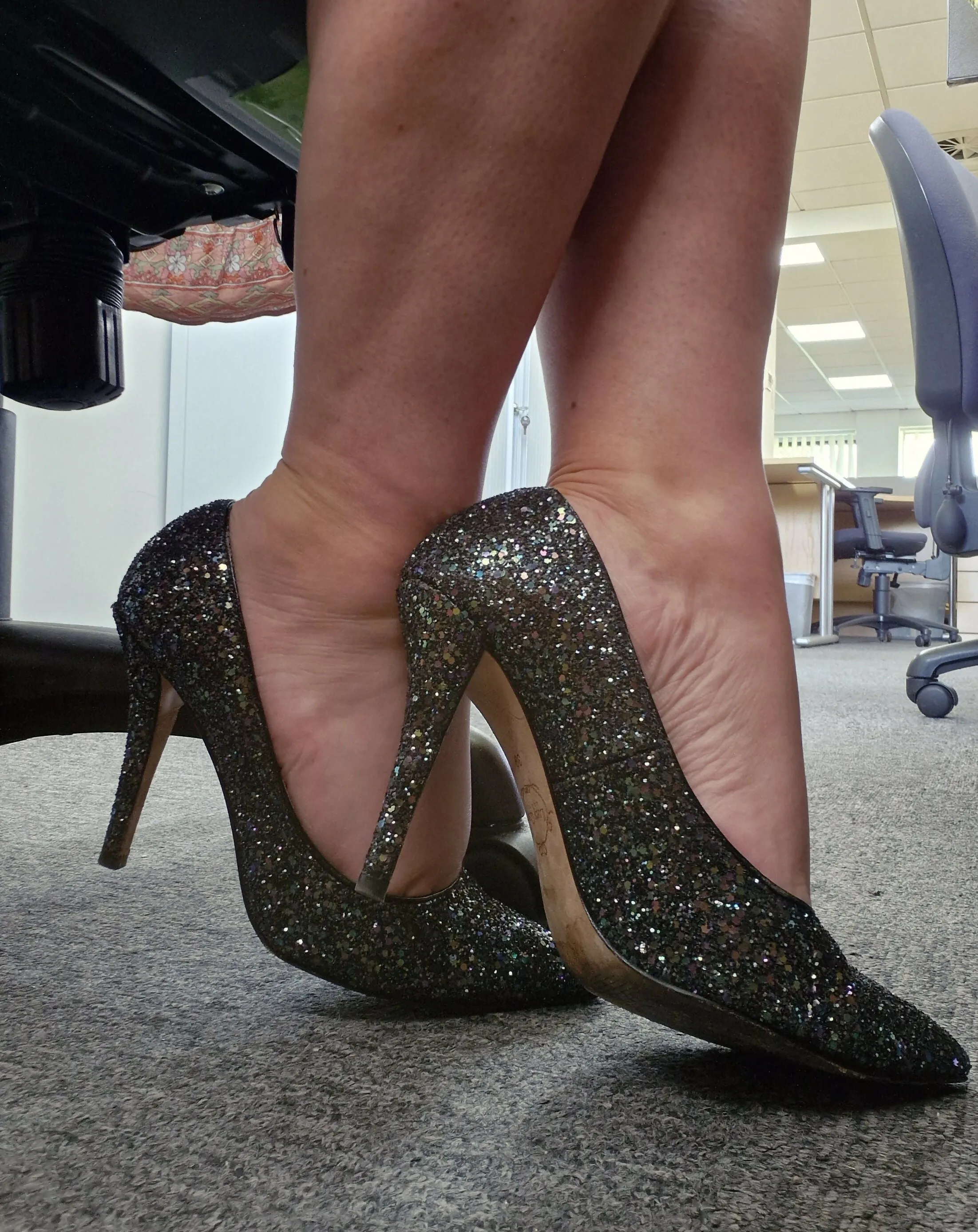 Lucy Choi Black Sparkle Stilettos