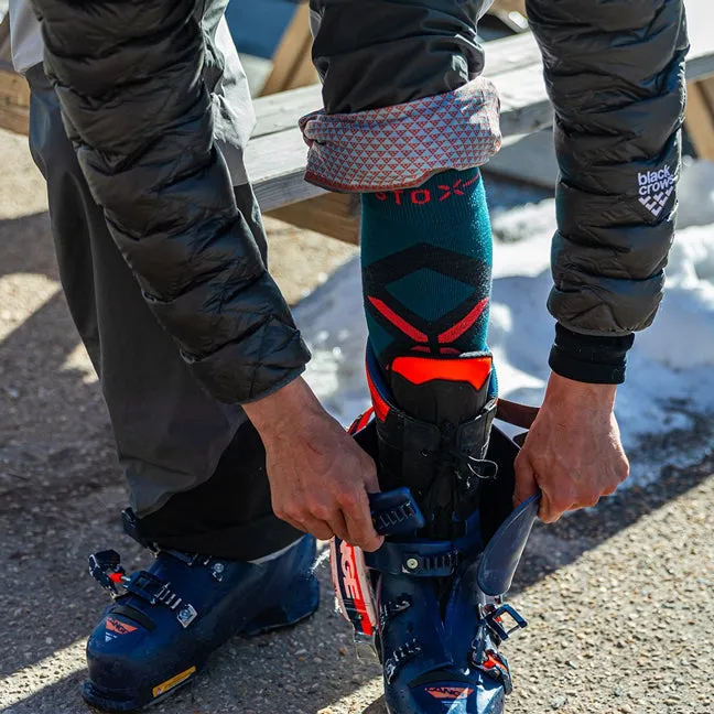 Merino Skiing Socks Men | Turquoise / Yellow Fluo