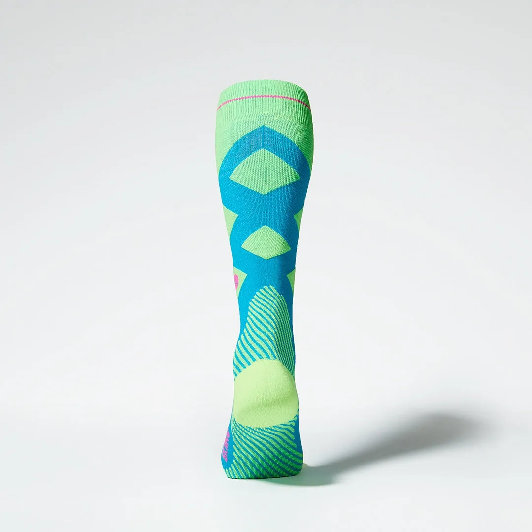 Merino Skiing Socks Men | Turquoise / Yellow Fluo