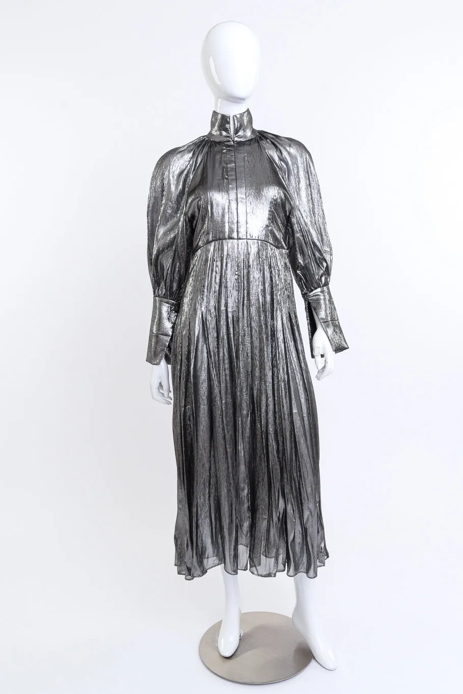 Metallic High Collar Dress