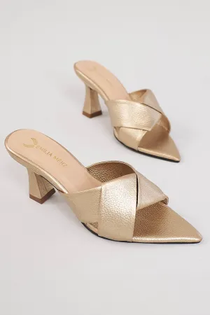 Monaco Open Toe Heels - Gold