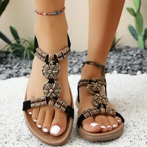 Open Toe Medallion Flats Sandals