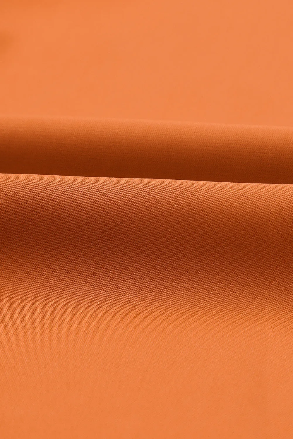 Orange Long Bubble Sleeve Mock Neck Chiffon Blouse