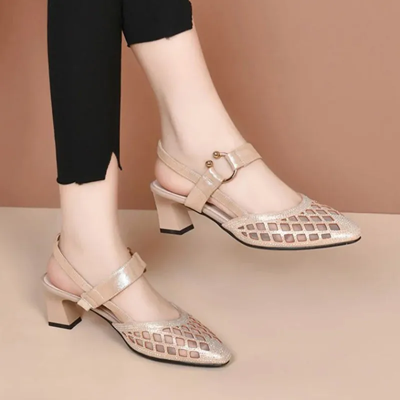 Pointy Toe Ankle Strap Sandals | Rhinestone Accents, Stylish Design, Comfortable Fit for Women