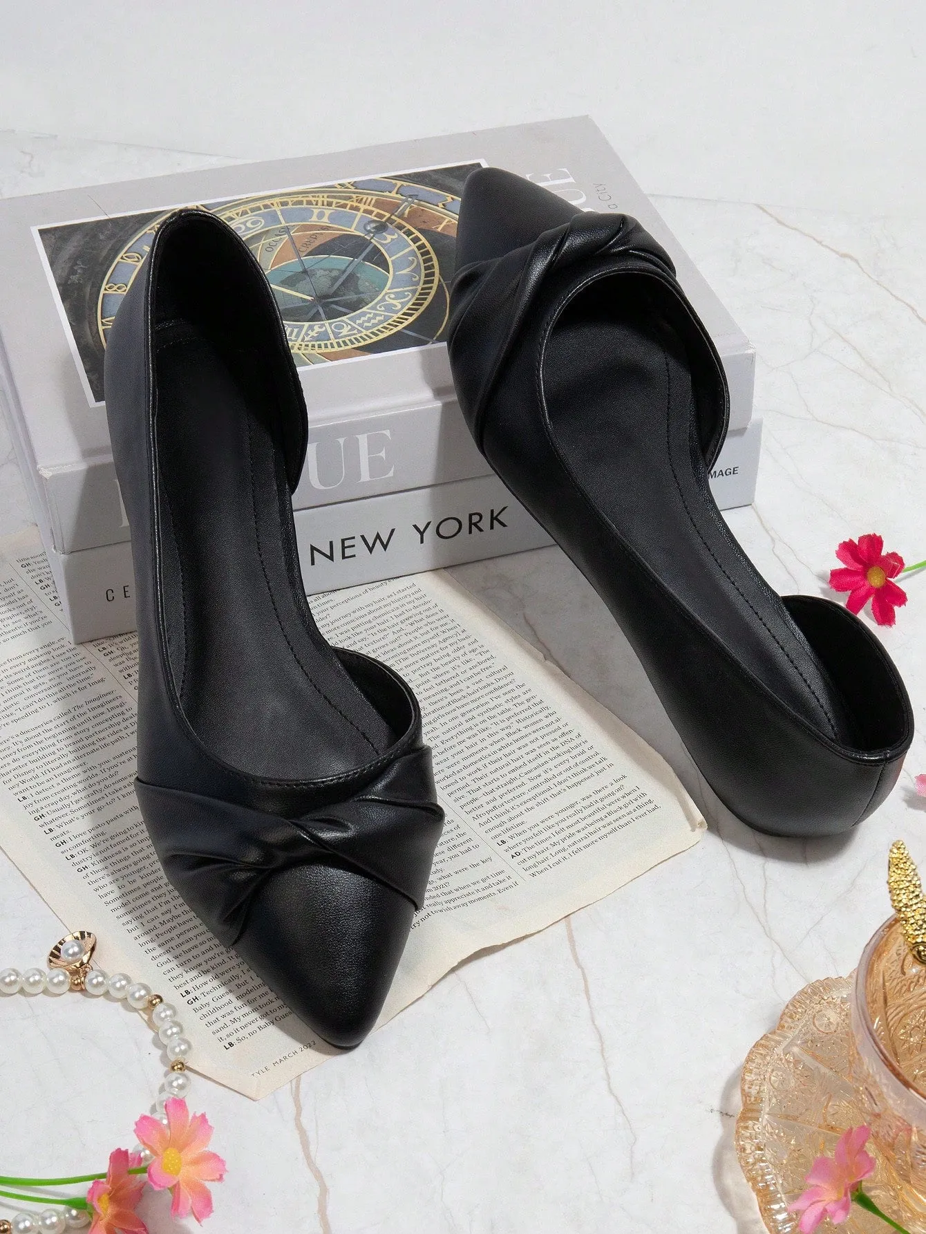 Pointy Toe Front Knot Flats