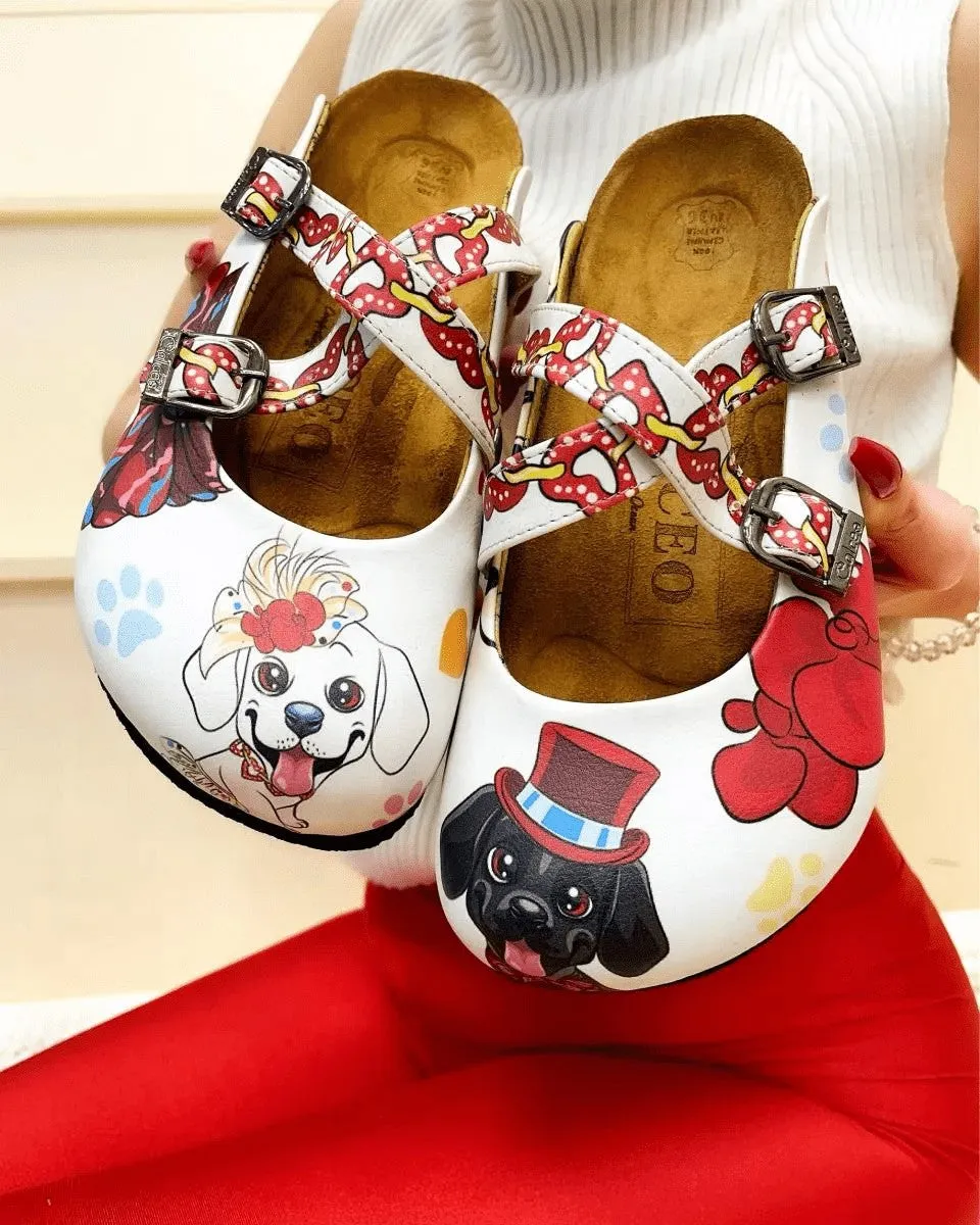 Red & White Dogs Clogs - WCAL3240