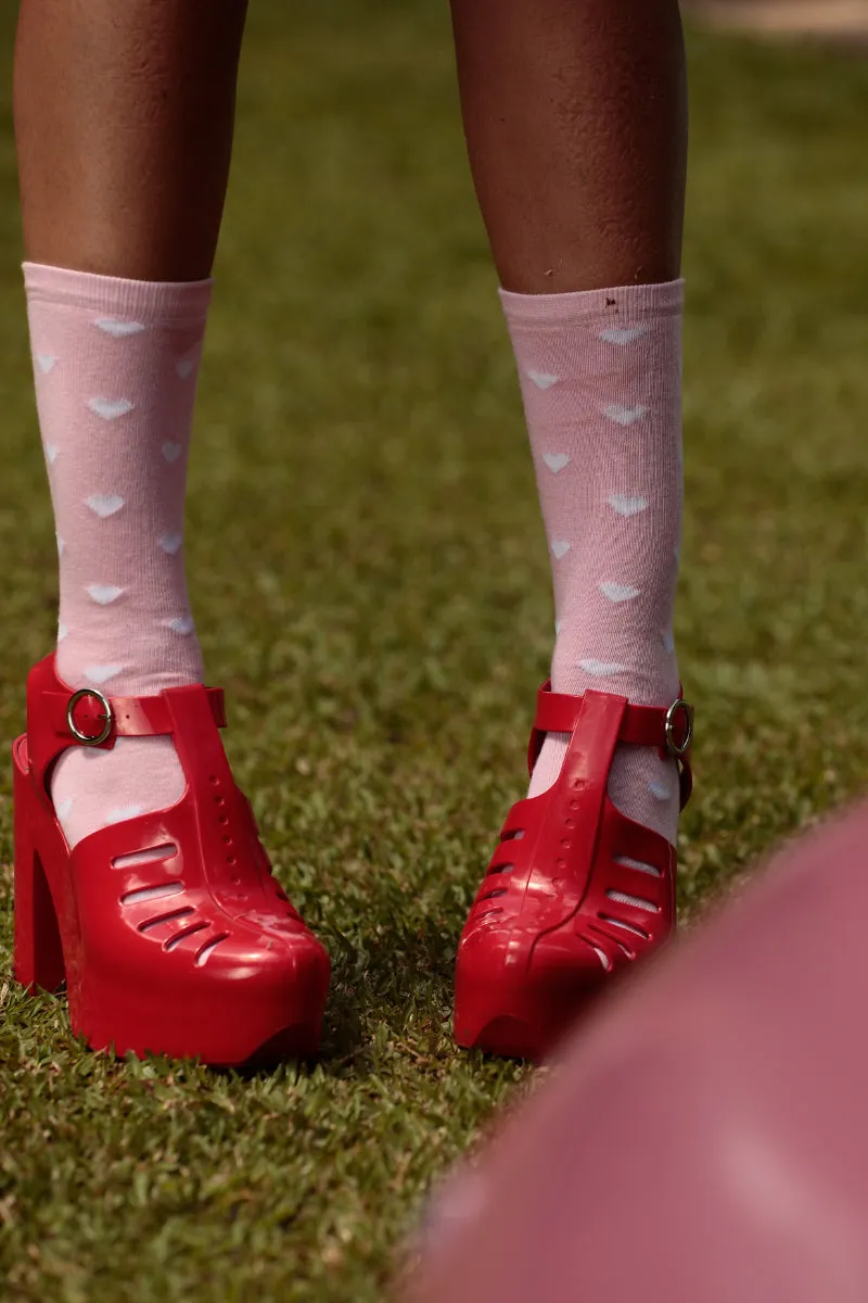 Rolling Calf High Socks - Sweetheart Pink