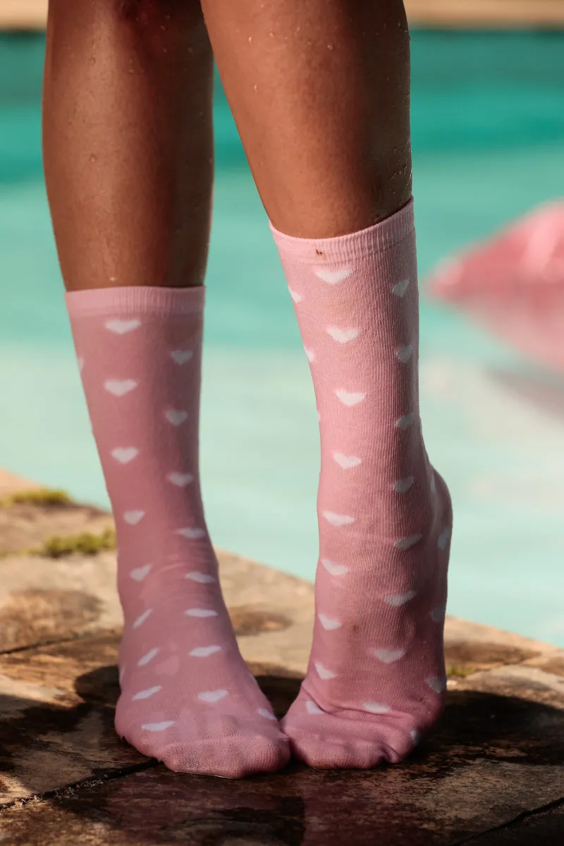 Rolling Calf High Socks - Sweetheart Pink