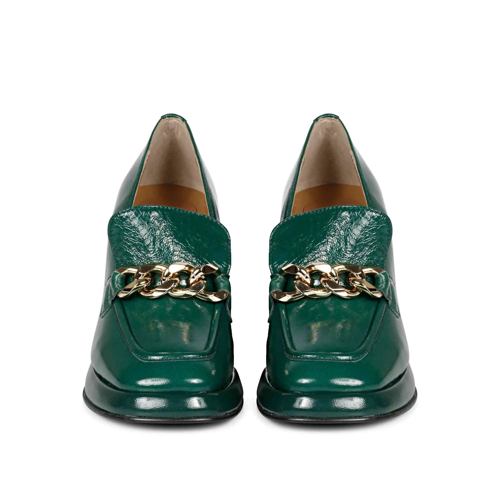 Saint Benoîte Green Patent Leather Handcrafted Moccasins