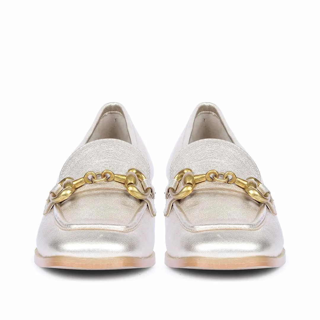 Saint Jenny Gold Leather Handcrafted Moccasins