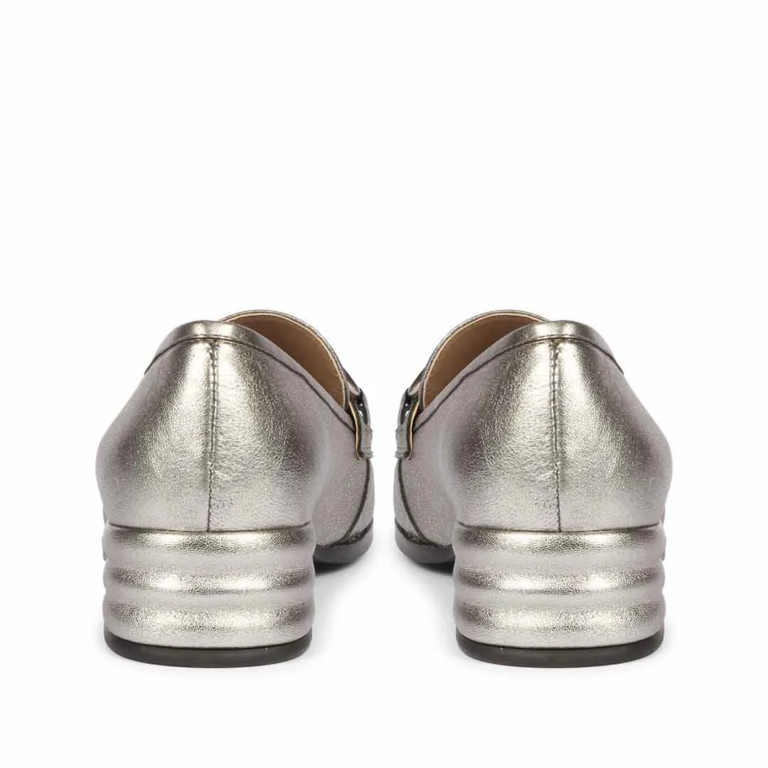 Saint Jenny Gunmetal Leather Handcrafted Moccasins