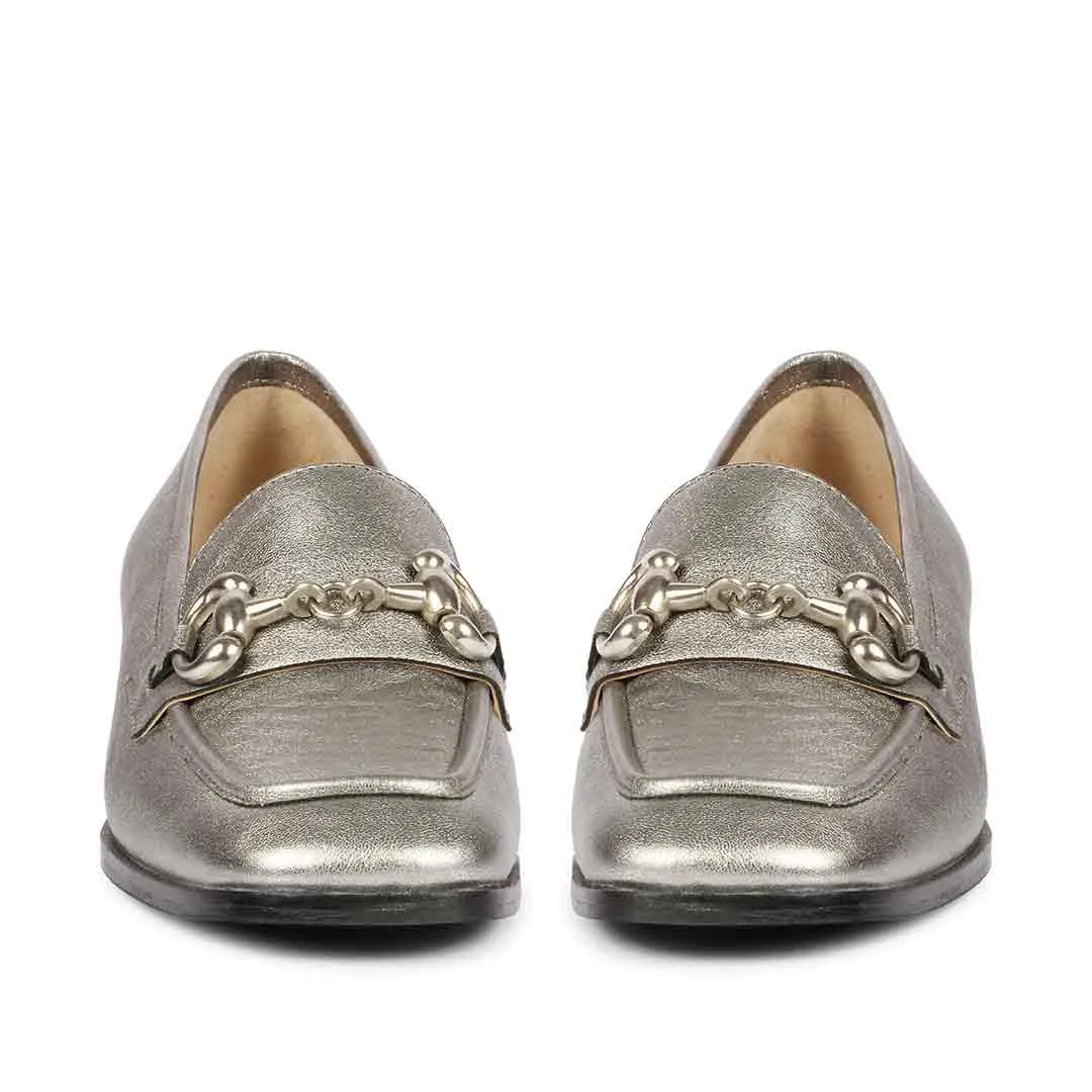 Saint Jenny Gunmetal Leather Handcrafted Moccasins